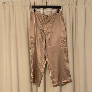 New York & Company Satin Joggers in tan satin 14